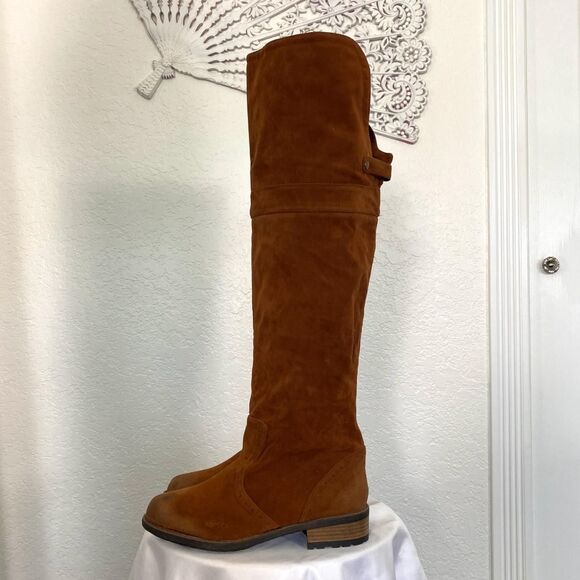 Qupid Boho Western Brown Tan Faux Suede Over The Knee Riding Boots US 8 - Picture 6 of 8
